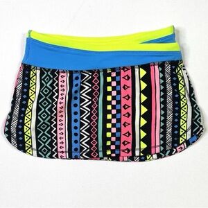 Ivivva By Lululemon Skort/Skirt Girls 6 Neon Bright Geometric Aztec Striped